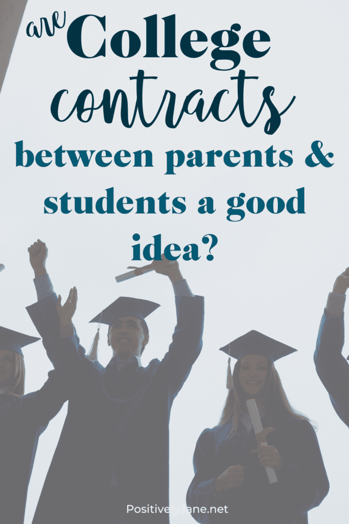 gradutates lined up in a row wearing their caps and gowns | parent and college student contract | Positively Jane