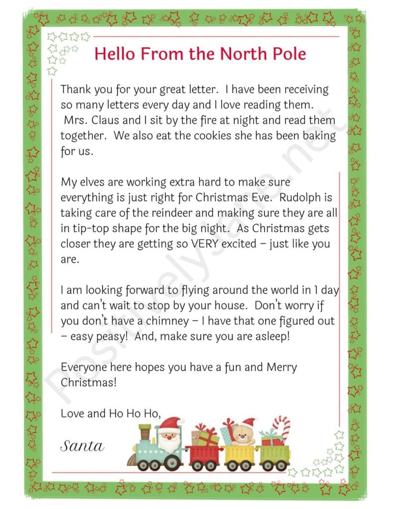a preprinted letter from santa | available for sale in the shop Positively Jane