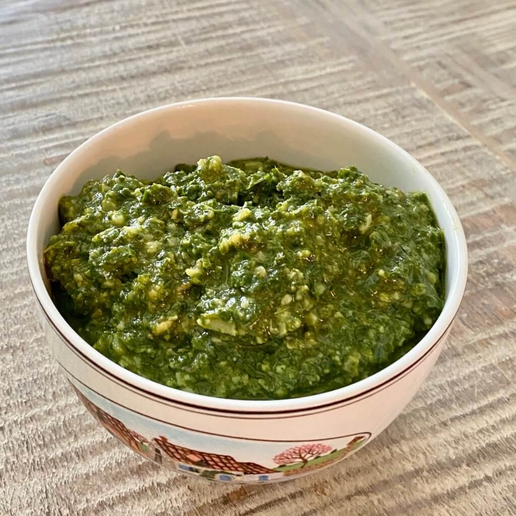 bowl of fresh homemade pesto