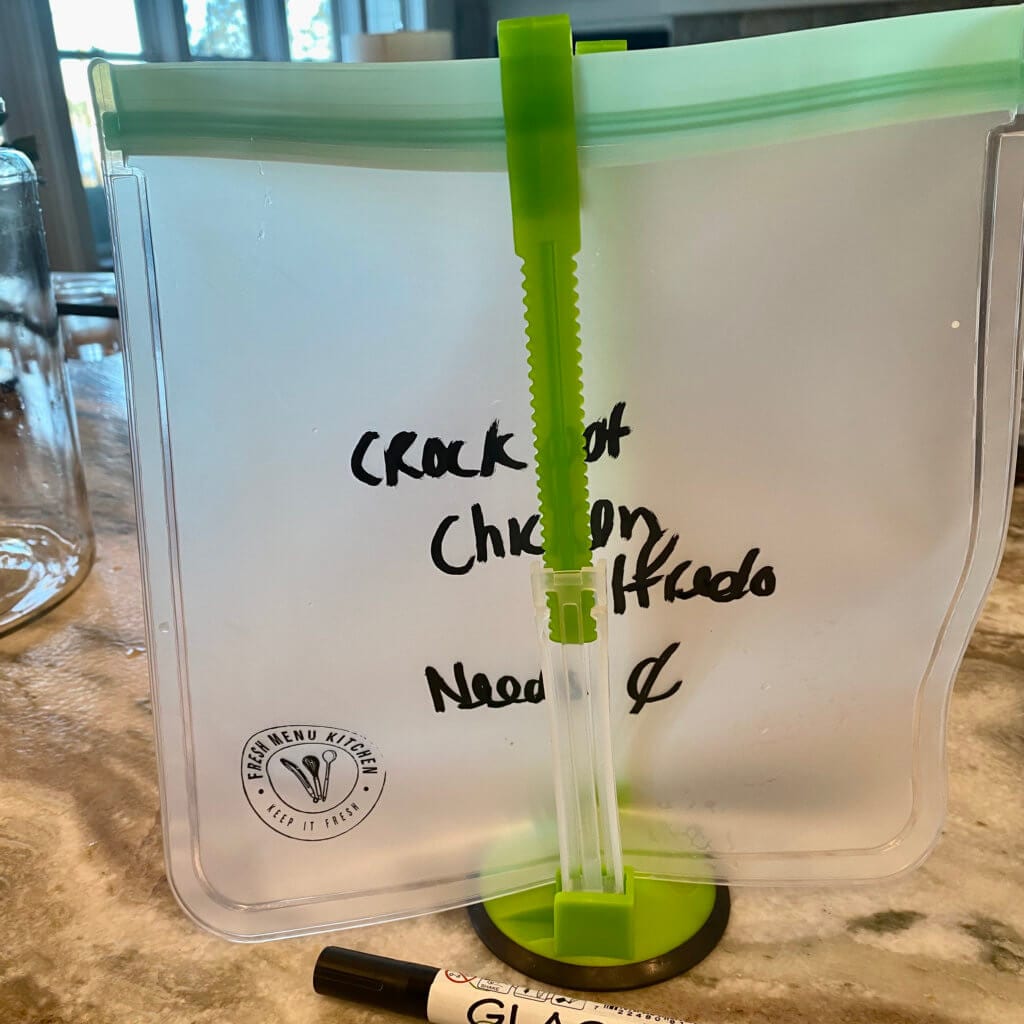 freezer bag with label