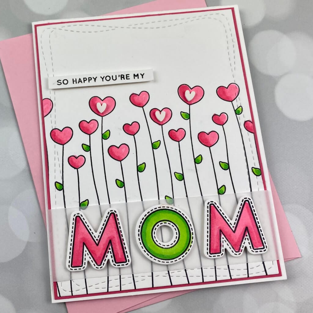 hand made mother's day card using the simon says stamp heart garden stamp set