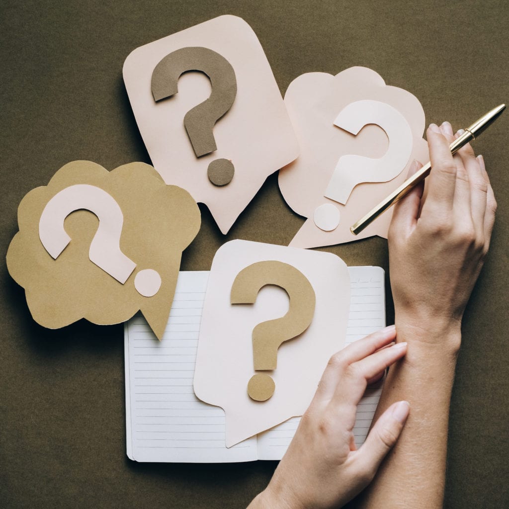 a bunch of question marks on cards. | solution to everything | Positively Jane