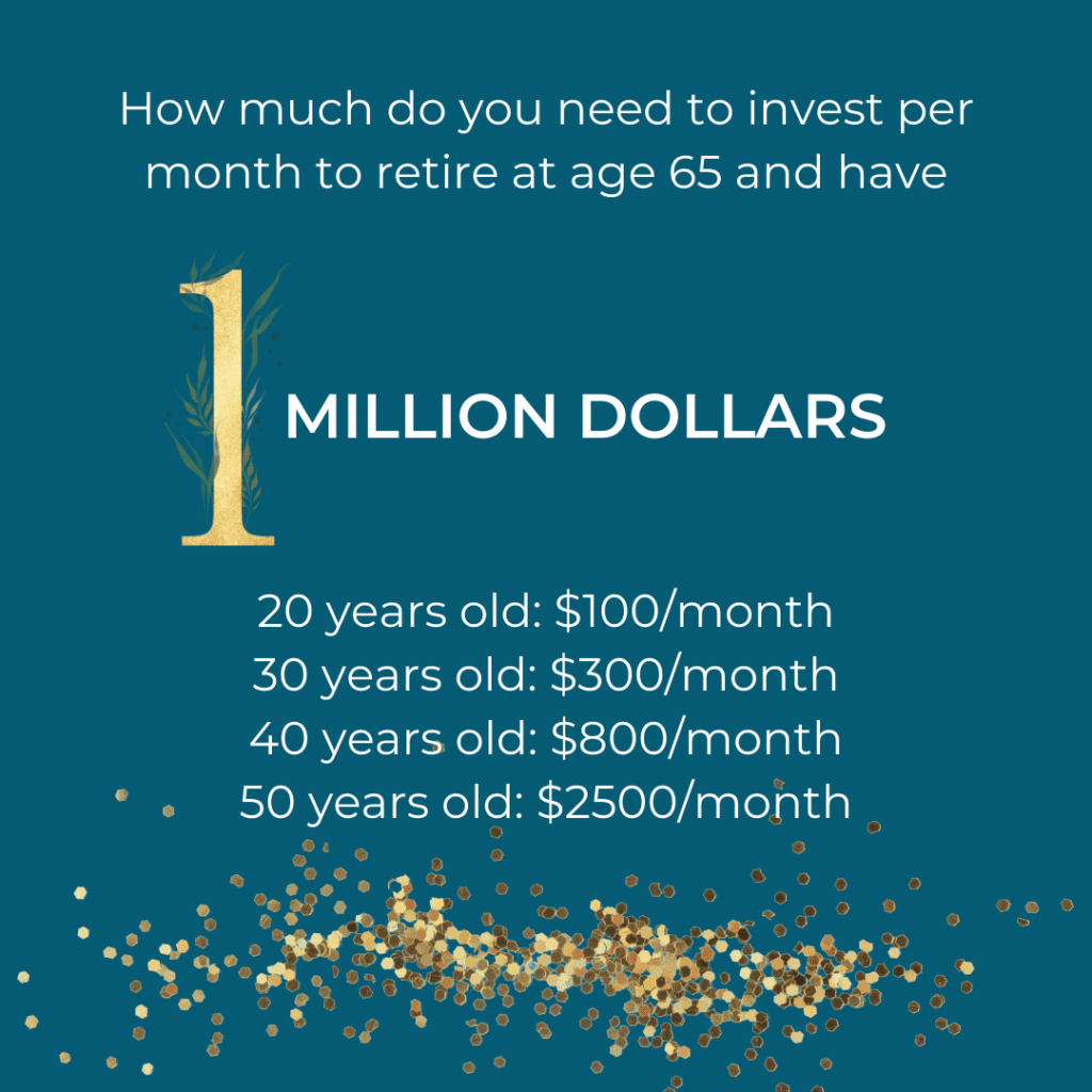 text showing how much if saved can have a million dollars | create financial independence | positively jane