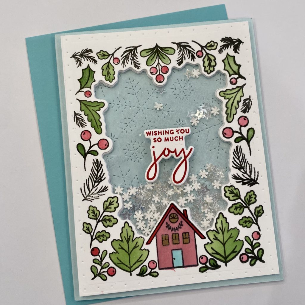 Christmas card that says Wishing you joy